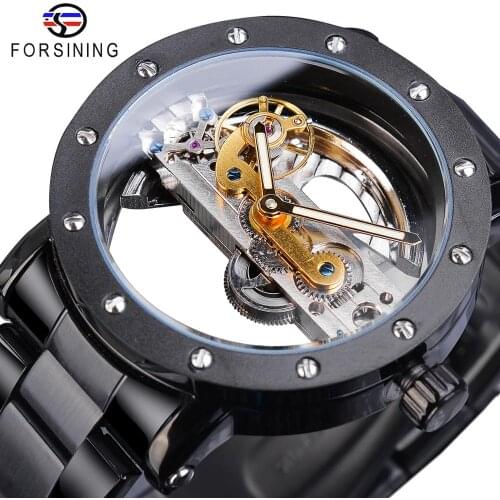 Forsining Man Clock Mechanical Automatic Mens Watch Top Brand Legend Transparent Fashion 2019 Business Stainless Steel Watches