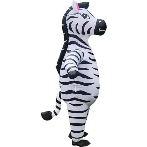 Black White Mascot Zebra Inflatable Costumes Halloween Cosplay Costume for Man Women Cute Animal Role Play Suit for Adult
