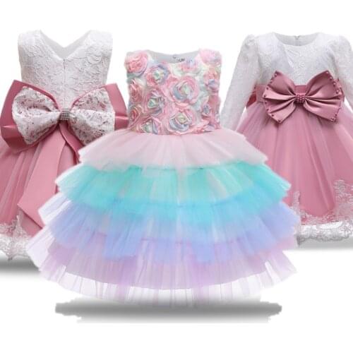 0-2Yrs Baby Girls Princess Lace Dresses Newborn Birthday Tutu Vestidos Toddler Baptism Clothing Infant Wedding Party Dresses