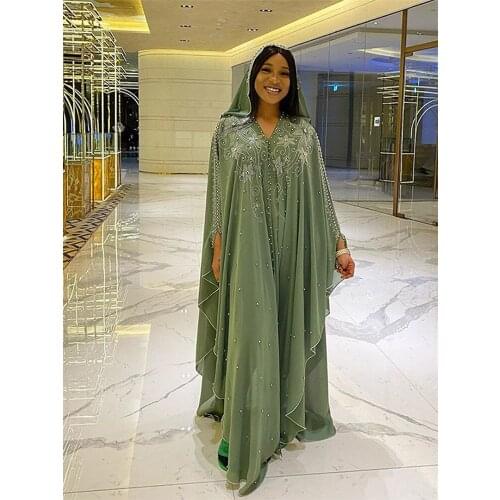 Length 144cm African Dresses For Women Diamonds Solid Muslim Long Dress High Quality Fashion Ladies Clothes wholesale