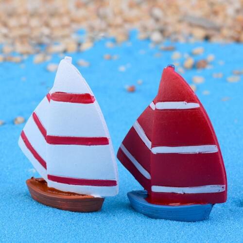 Double Sail Boat Miniature Fairy Garden Home Houses Decoration Mini Craft Micro Landscaping Decor DIY Accessories