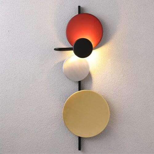 European Designer Painted Colorful Metal Round Circle Led Wall Lamp D32 H98cm DIY Planet Led Wall Scones Foyer Indoor Lighting