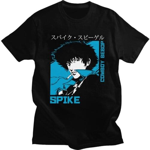 Classic 90s Anime Cowboy Bebop T-shirt Men Short Sleeve Spike Spiegel Graphic T Shirt Pure Cotton Manga Tee Tops Clothing Gift