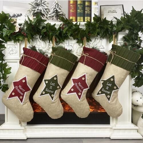 Exquisite Christmas Stocking Party Hanging Socks Christmas Tree Ornament Decor Linen Hosiery Xmas Socks Kdis Gift Candy Bag SN