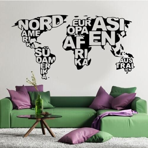 Creative Design World Map Wall Sticker Vinyl Home Decoration Living Room Bedroom Office Decor Decals Removable Wallpaper S147