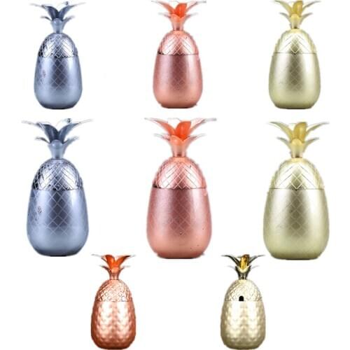 Pineapple Mug Moscow Mule Copper Mugs Metal Mug Cup Stainless Steel Beer Wine Coffee Cup Tumbler Bar Tool