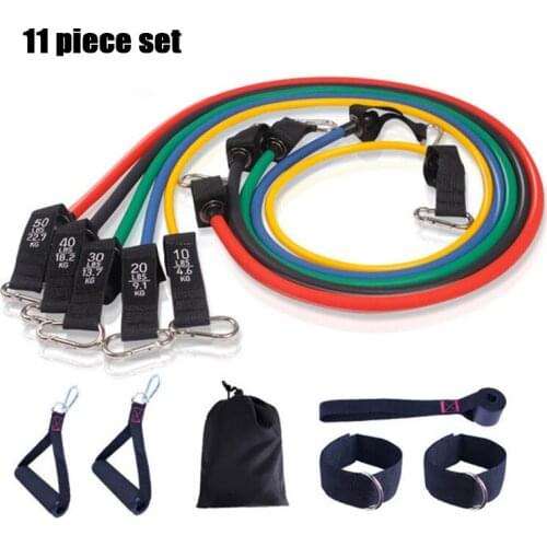 Latex 11-Piece Pull Rope New Carabiner Puller Fitness Anti-Breakage Pull Rope Household Resistance Band Set