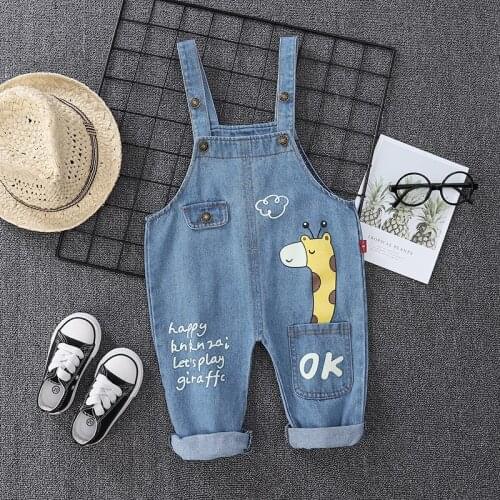 Summer Children clothes Toddlers Boys Girls Pants Children Cartoon Giraffe Pattern jeans Overalls Pants fashion kid Trousers