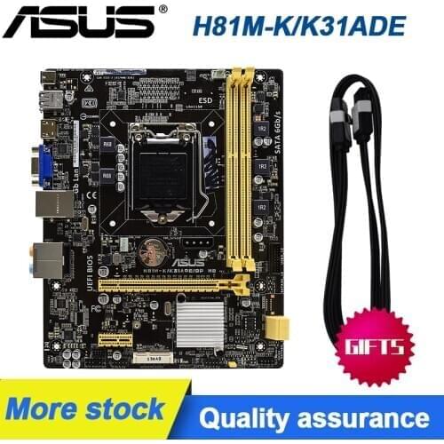 ASUS H81M-K/K31ADE 1150 pin DC powered H81 PC Motherboards supports i5 4570t Original Desktop Motherboard Set