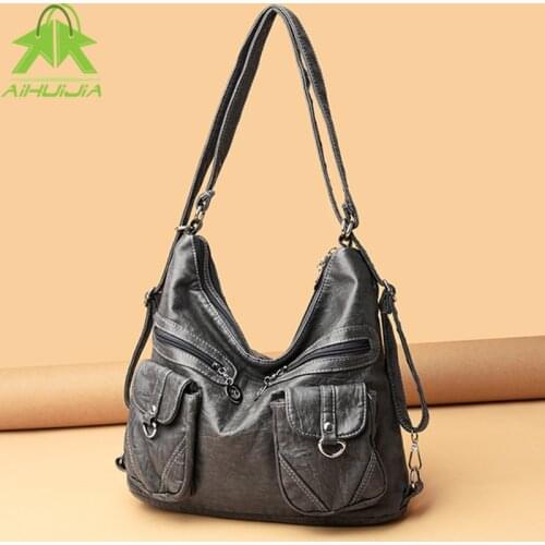 Fashion Retro Backpack High Quality Shoulder Bags for Women Solid Color 2021 New Soft Leather Luxurious Designer Female Handbag