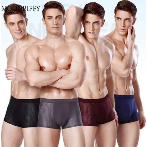 Male Pant Modal Men Underwear Boxers Breathable Man Ice Silk Sexy U Convex Boxer Solid Underpants Comfortable Mesh Shorts