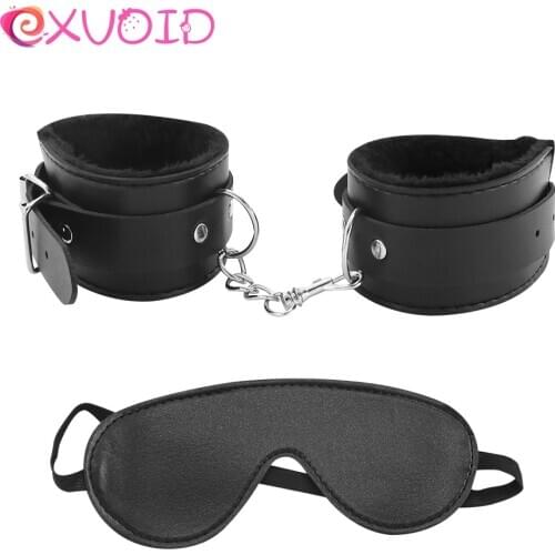 EXVOID Slave Handcuffs Plush Hand Cuffs Eye patch Mask SM Restraints Ankle Cuff Sex Toy for Couples BDSM Bondage