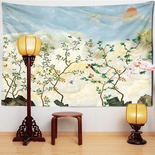 Flowers Birds Tapestry Mandala Parrot Cherry Flower Wall Hanging Bedding Tapestry Macrame Wall Hanging Home Decor TV Background