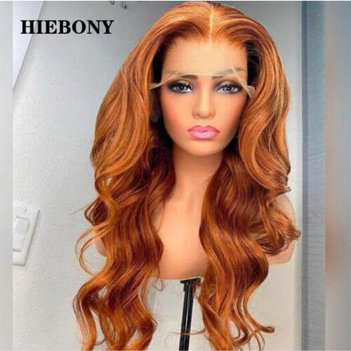Orange Ginger Wave Lace Front Human Hair Wigs with Baby Hair Brazilian Hair Orange 13x6 Body Wave Lace Front Wigs Bleached Knots