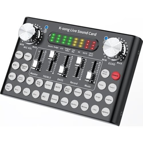 Professional Sound Card Microphone Voice Music o Usb Headset Entertainment Karaoke Steamers K-Song Live Sound Card F007