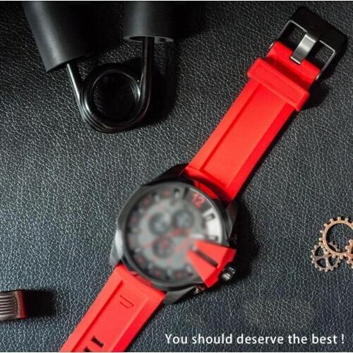 Quality Silicone Rubber Watchband For diesel DZ7257 DZ7334 DZMC0001 DZT2006 4388 Strap For Men 24 26mm Silicone strap Bracelets