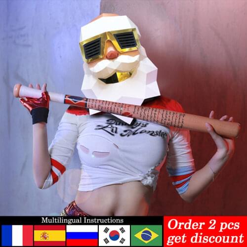 Christmas Santa Claus Mask Headgear Paper Model,Low Poly 3D Papercraft,Party Cosplay Prop,Handmade DIY Adult Craft Toy RTY160