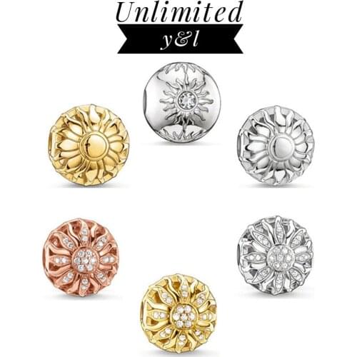 Silver/Gold/Rose Gold Color Sun Karma Beads Czech White CZ Fashion Jewelry Accessories Fit Bracelets Necklaces Chain