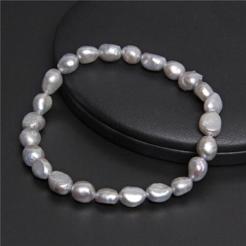 Gray Natural Pearl Beaded Bracelet Elastic Freshwater Baroque 6-7mm Rice Pearls Chain Bangle Women Men Minimalist Jewelry Gifts