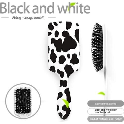 New Durable Cow Print Anti-static Wet Hair Brushes Rubber Airbag Massage Comb Home Salon Tools Accessories