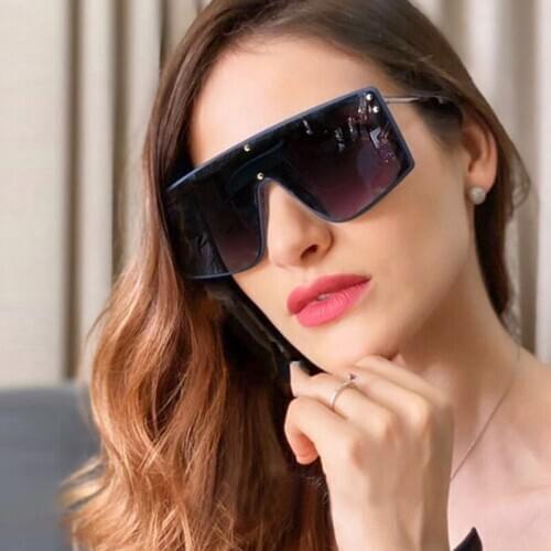 Vintage rimless SunGlasses Female Oversized black Luxury Brand fashion Eyewear Brand Designer Ladies Sun Glasses oculos de sol