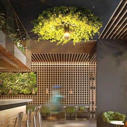 Attract Top Light Northern Europe Green Plant Bar Restaurant Café Internet Cafes Hot Pot Shop Green Plant Walnut In Wall Lamp