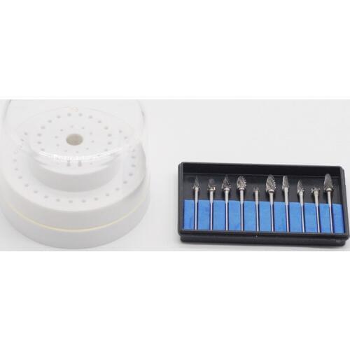 Dental Nitrate Tungsten Steel Material Diamond Burs Plastic Cases With Bur Round Holder Block Case For Dental Lab Tools