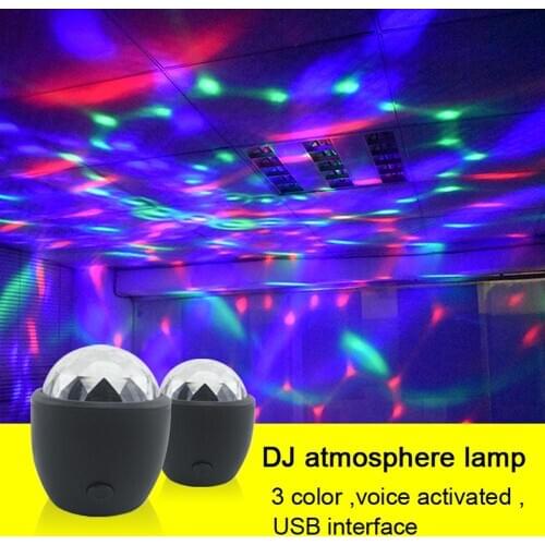 LED USB Mini Crystal Voice Activated Magic Ball LED Stage Disco Ball Projector Lights Party Flash DJ Lights for Home KTV Bar Car