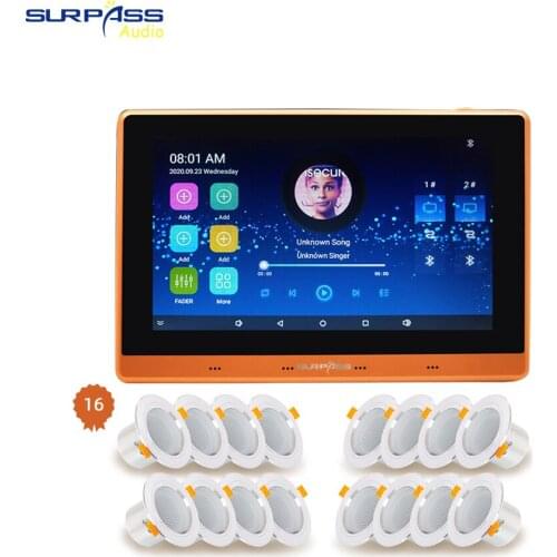 7inch Touch Screen In Wall Amplifier Bluetooth WiFi Radio HiFi Home Audio System Moisture-proof Ceiling Speaker for Bathroom