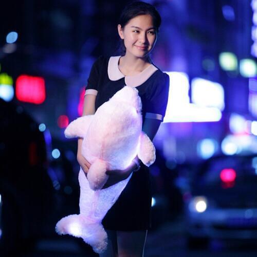 1pc 45cm Luminous Plush Dolphin Dolls Kawaii Light Up Dolphin Pillow Stuffed Toys Colorful Dolphin Plush Night Light Toy