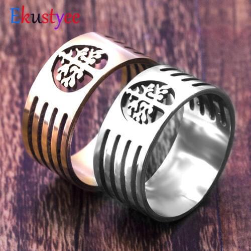 10mm 316L Stainless Steel Wisdom Hollow Life Tree Rings For Women Jewelry Family Tree Drop Shippiing