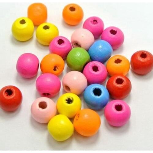 100 Mixed Bright Candy Color 12mm Round Wood Beads~WoodenWooden