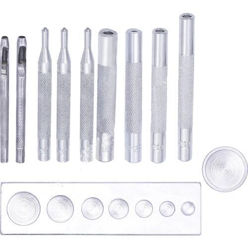 11PCS Metal Leather Tools Punch Tool Snap Rivet Setter Base Kit for DIY Leather Craft Tool set