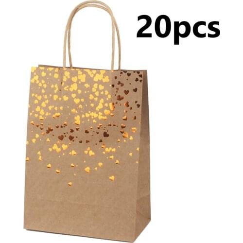 20pcs Kraft Paper Bag Gift Packaging Bag Small Paper Bag Gift Bag Brown Paper Bag With Handle Paper Shopping Bag Party Bag #40