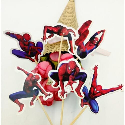 24pcs Spiderman Cake Dessert Inserted Card Prod With Picture Cake Decoration Card Cupcake Picks Kid Birthday Party Decoration