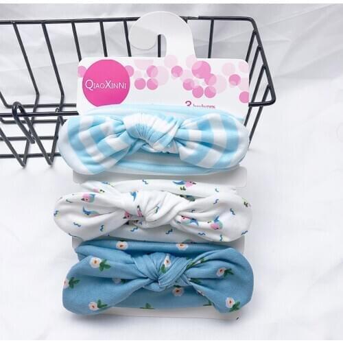3Pcs Cute Rabbit Ear Headwear baby Girl Headband Bow Flower Elastic Baby Girls Headbands Children Turban Hair Accessories Set