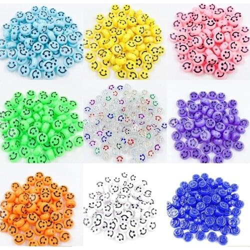 30pcs DIY New Acrylic Smiley Face Beads Smiley Face Beads Jewelry Accessories Colorful Beads 10mm Bead Making Jewelry