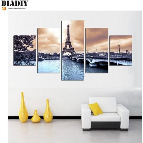 5pc Full Square&round drill 5D DIY Diamond embroidery Eiffel Tower Diamond Painting Cross Stitch Rhinestone Mosaic decor gift