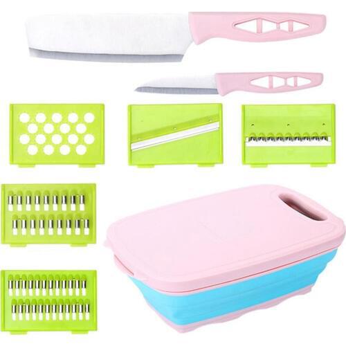 9 In 1 Creative Multifunction Kitchen Tools Set Cutting Board Vegetable Chopper Drain Basket Food Cutter Kitchen Tools