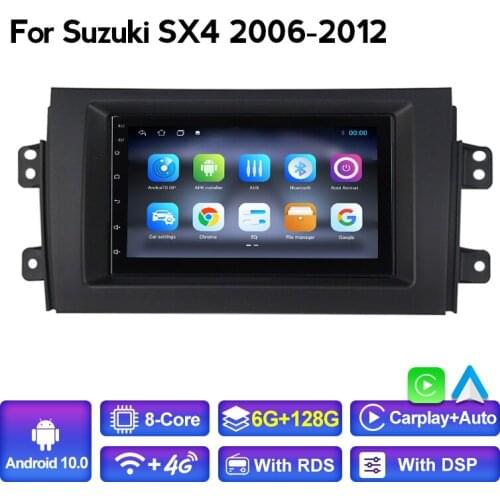 2DIN Car GPS Multimedia Radio Player for Suzuki SX4 2006 2007 - 2009 2010 2011 2012 2013 6+128G 4GLTE Android10 DSP Stereo Unit