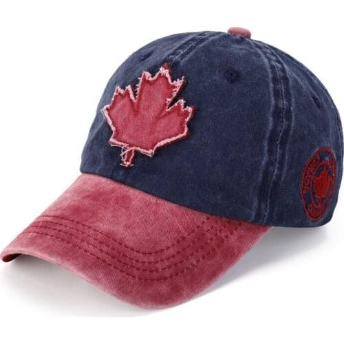 2021 New Washed Cotton Mens And Womens Maple Leaf Baseball Cap Womens Elastic Cap Leaf Embroidery Fashion Casual Baseball Cap