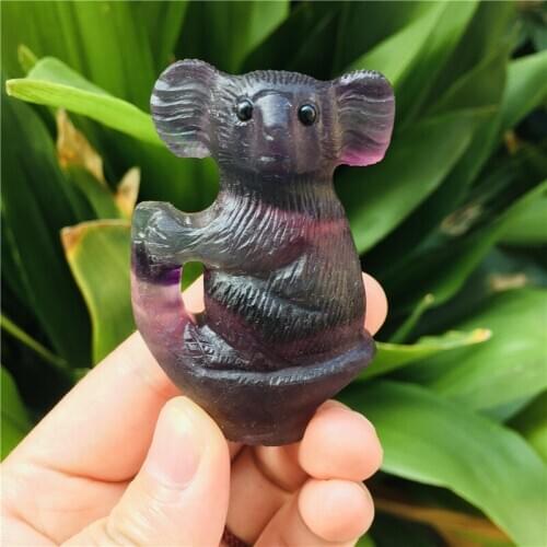 Natural colorful fluorite koala bear display colorful fluorite crafts display