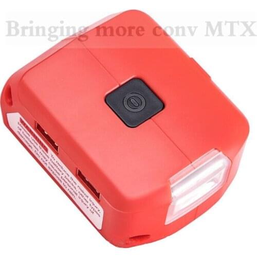 For Milwaukee 14.4/18V Battery with Dual USB Ports Output 5V 2.1A/12V 2A Adapter With 3W 140LM LED Light free shipping hotsell