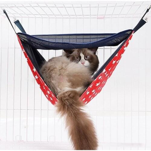 40% Dropshipping!!Pet Hanging Bed Double-layer Easy Installation Breathable Pet Cat Sleeping Hammock for Summer