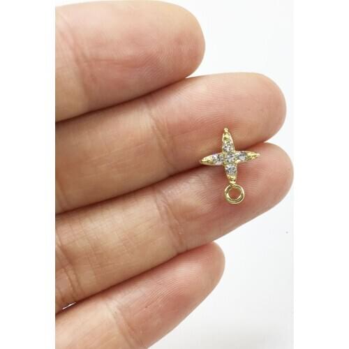 Eruifa 8pcs 10mm Star Stud Earring Connctorl Rhinestone gold/Silver plated Zinc alloy Jewelry DIY Necklace Bracelet Earrings