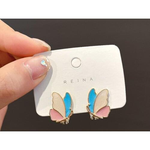 European And American Ins 2021 New Trend Color Butterfly Earrings Temperament Simple Earrings Wild Niche DesignBeautiful Earring