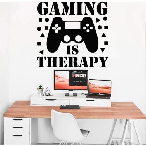 Games Room Wall Decals Game Zone Words Gaming Is Therapy Vinyl Boys Playroom Interior Self-adhesive Wall Window Stickers Z482