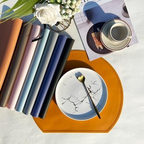 Mats &Pads Placemat Table Mat Tableware Pad Waterproof Nordic Style Heat Insulation Non-Slip Placemat Soft Washable Bowl Coaster