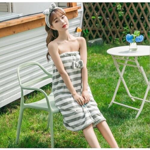 Creative Elegant Comfortable Breathable Coral Fleece Female Bathrobe Wrapped Covered Quickdry Korean Household