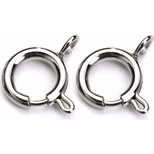 LOULEUR 10pcs/lot 6mm Silver Color 316L Stainless Steel Round Spring Hook Clasps Connectors for DIY Jewelry Making Findings